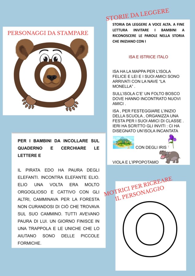 Percorso didattico sulle vocali: personificazione delle lettere e sfondo narrativo per introdurre le vocali