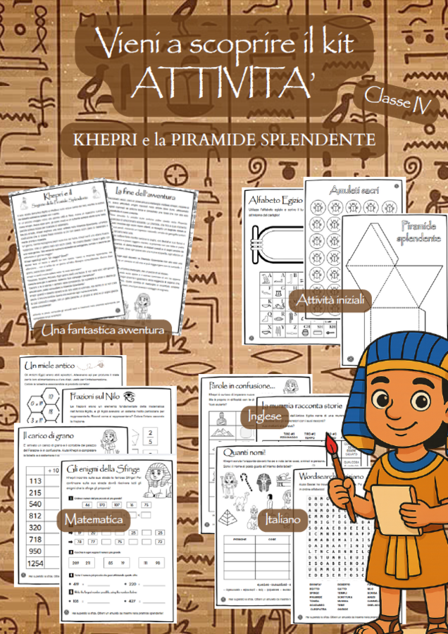 🏺✨ KIT BACK TO SCHOOL – L’AVVENTURA DI KHPERI E LA PIRAMIDE SPLENDENTE  (Classe IV)🏺✨