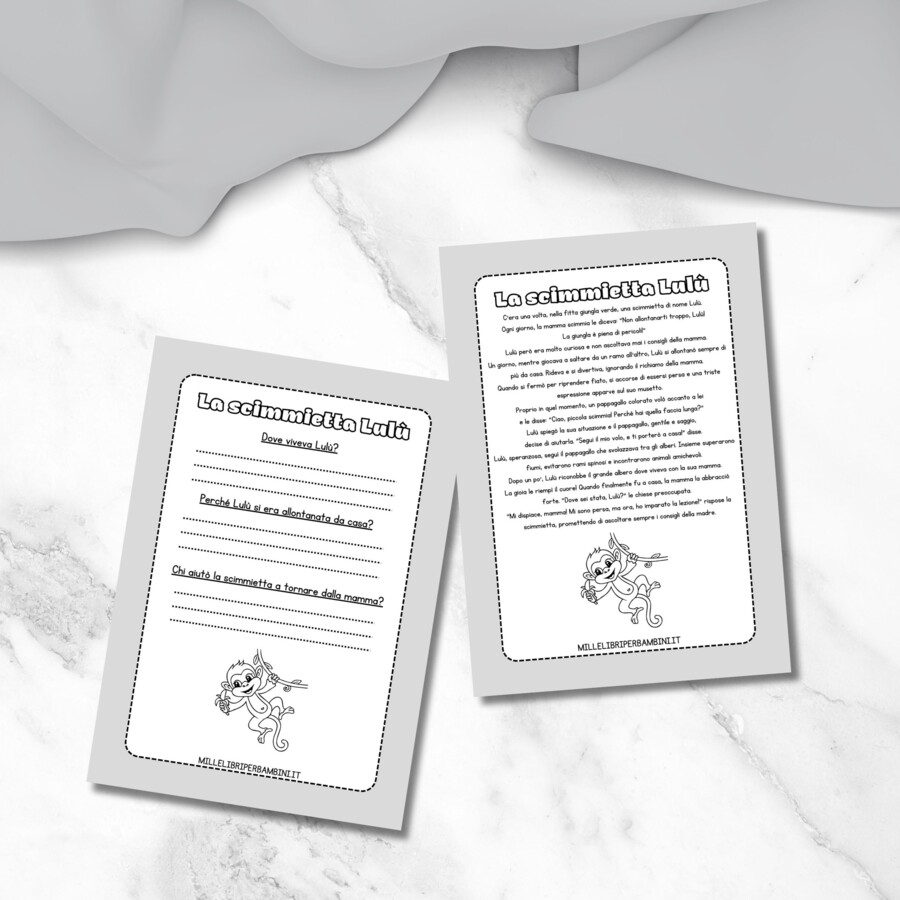 Lettura e comprensione classe seconda - La scimmietta Lulù