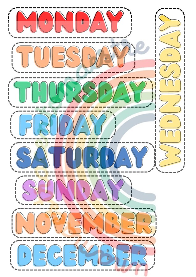 Calendario in inglese