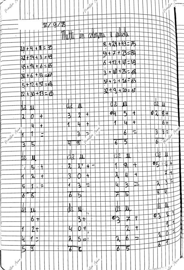 Matematica in classe terza – Esempio reale di lavoro quotidiano sul quaderno (tempi, spazi, scansione)