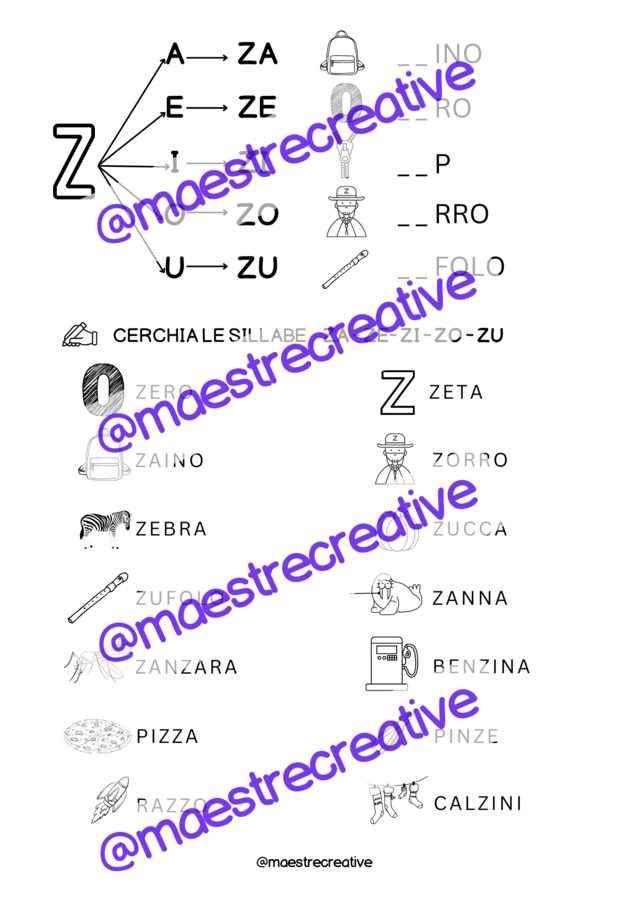 SCHEDE SULLA CONSONANTE Z E LE SUE SILLABE