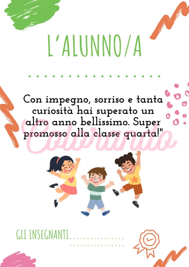 Diplomini di Promozione in Classe quarta – Colorati, Pronti da Stampare e Personalizzare