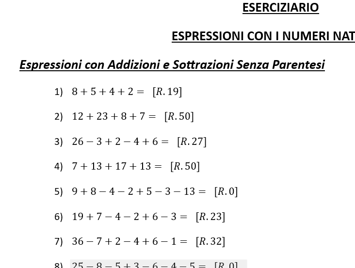 333 Espressioni con in Numeri Naturali