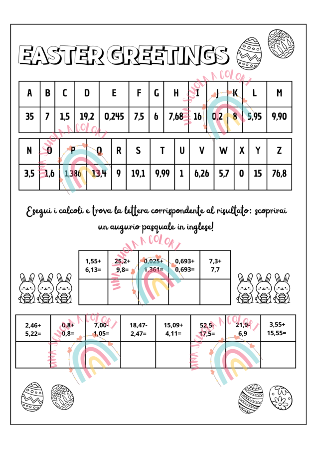 Compiti di matematica a tema pasquale