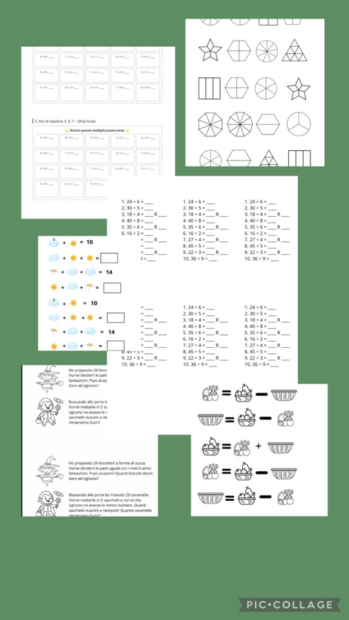 Schede didattiche matematica CLASSE TERZA