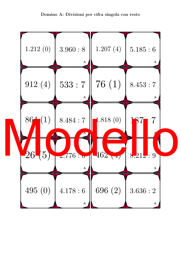 Domino - Divisioni per cifra singola con resto | Attività Matematica