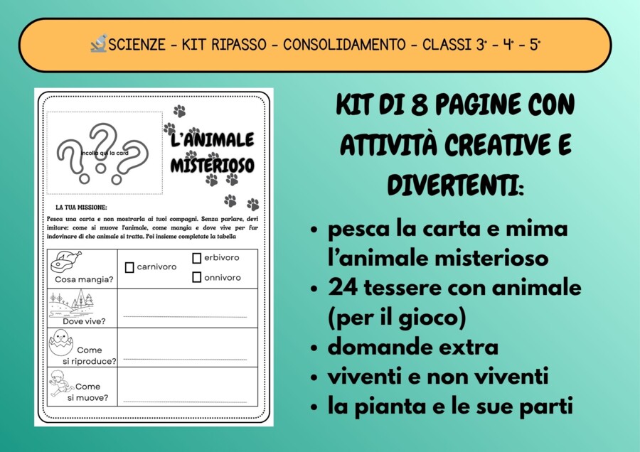 🔬kit Scienze: ripasso - consolidamento - classi 3° - 4° - 5°