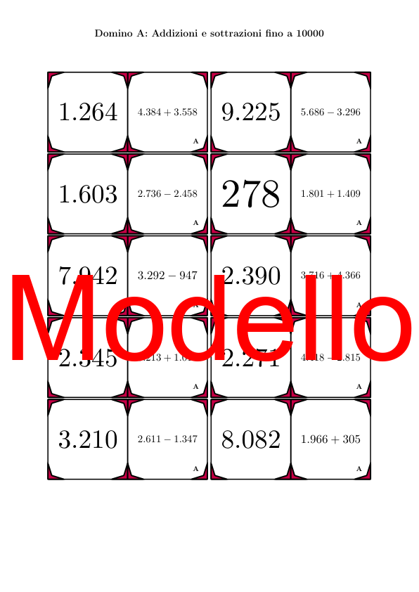 Domino | Addizioni e sottrazioni fino a 10000 | Attività Matematica