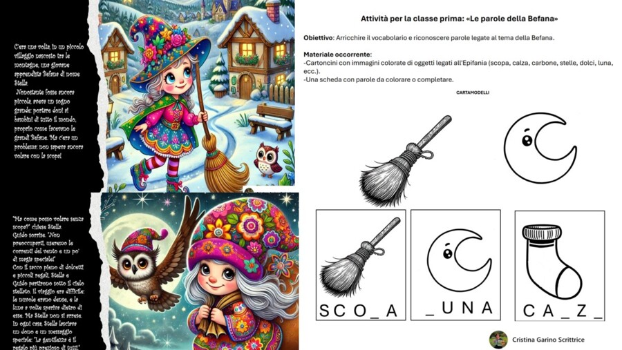 LA BEFANA STELLA E IL SUO MAGICO VOLO-ATTIVITÀ DI ITALIANO DALLA PRIMA ALLA QUINTA