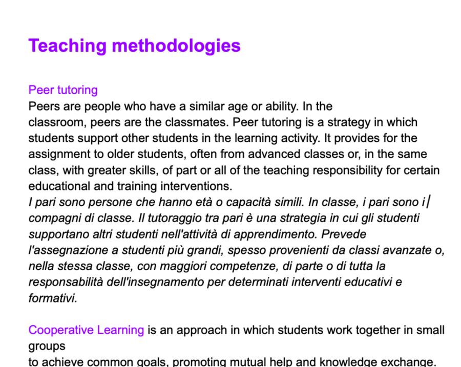 Teaching methodologies