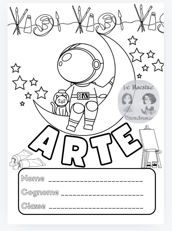Copertina tema spaziale quaderno di Arte