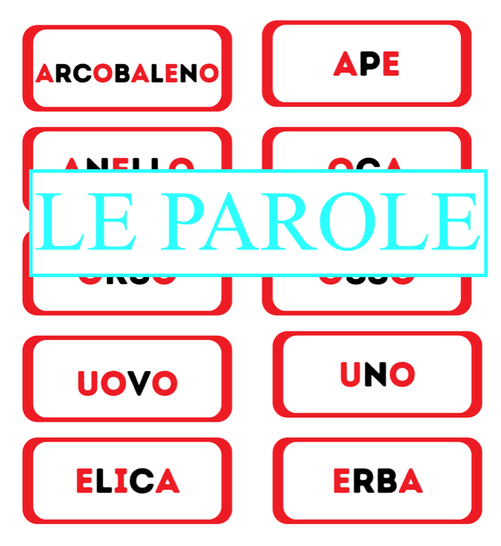 Le vocali classe prima; percorso interattivo in corsivo e stampato maiuscolo
