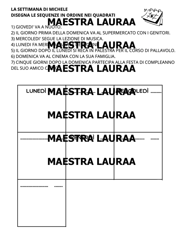 La settimana di MICHELE - i giorni della settimana