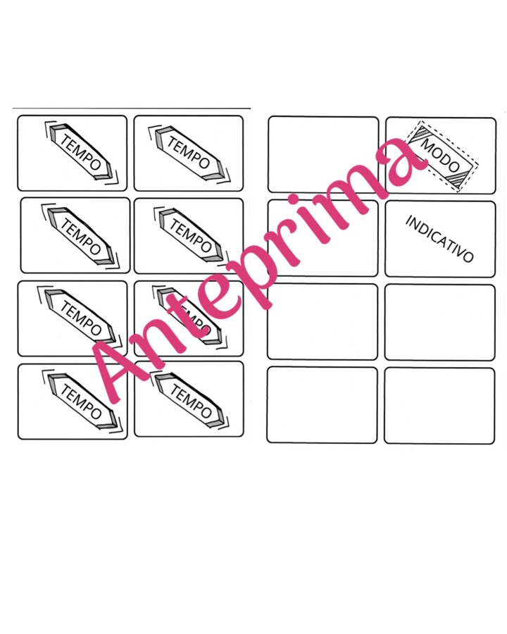 Carte da gioco sui verbi - modo indicativo