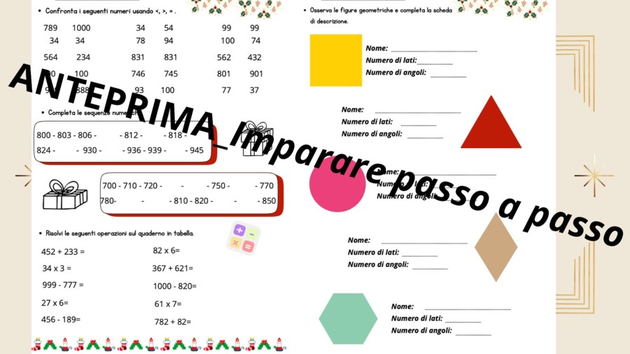 Compiti delle vacanze di matematica_Natale dalla prima alla quinta elementare