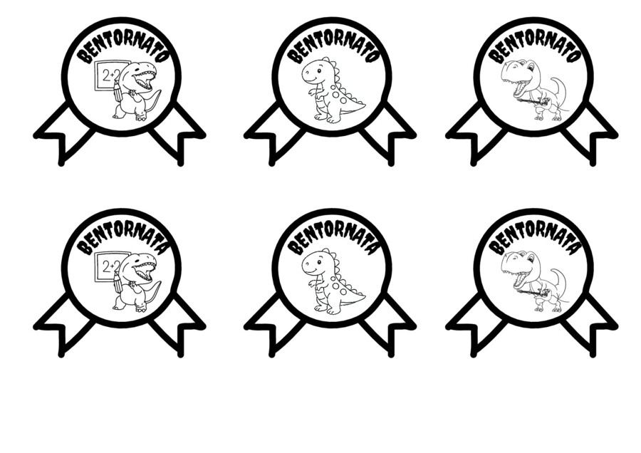 Coccarde e segnaposto a tema DINOSAURI