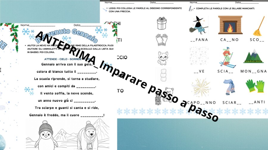 L'italiano a gennaio. Attività dalla prima alla quinta su testo poetico, analisi linguistica, grammatica, riflessioni personali e tanto altro!