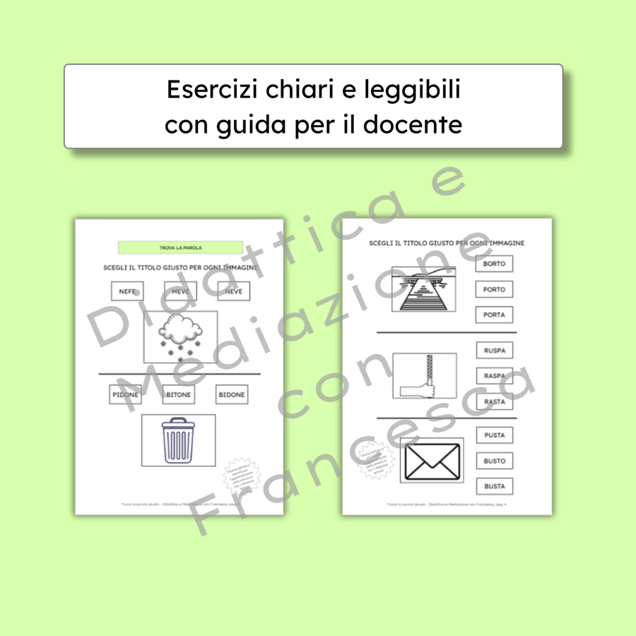 Trova la parola giusta: kit di discriminazione visiva (Omaggio Missione Lettura)
