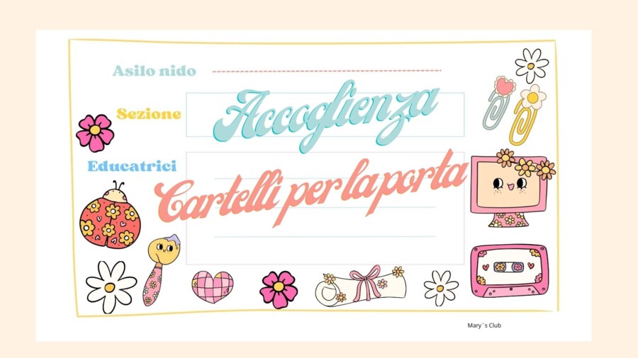 Accoglienza.Cartelli per la porta