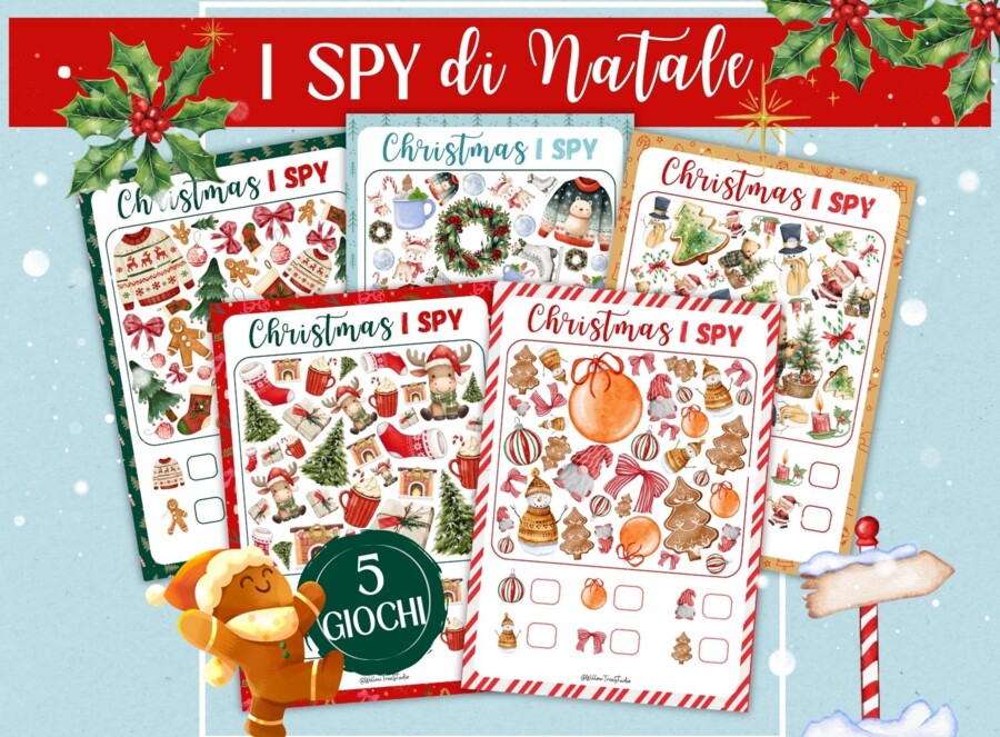 I SPY Natalizio – Cerca e Conta, attività di Natale per bambini - potenziamento conteggio e attenzione - gioco riempitempo di matematica - Christmas I SPY game for kids - early finishers - attention and counting training - math holiday game