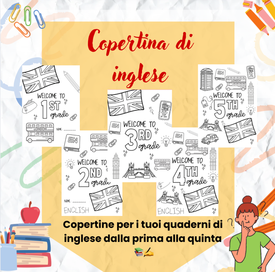 Copertina per quaderno di inglese – Scuola primaria