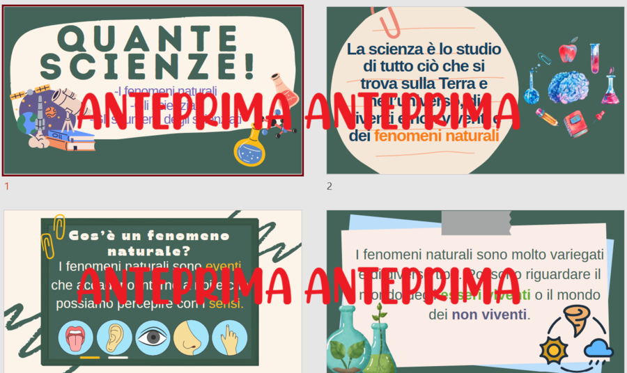 Presentazione: le scienze, i fenomeni naturali, i campi della scienza e gli strumenti degli scienziati.