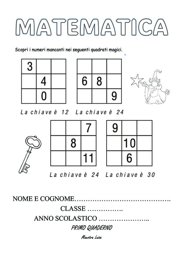 5 COPERTINE PER QUADERNI DI MATEMATICA CLASSE QUARTA