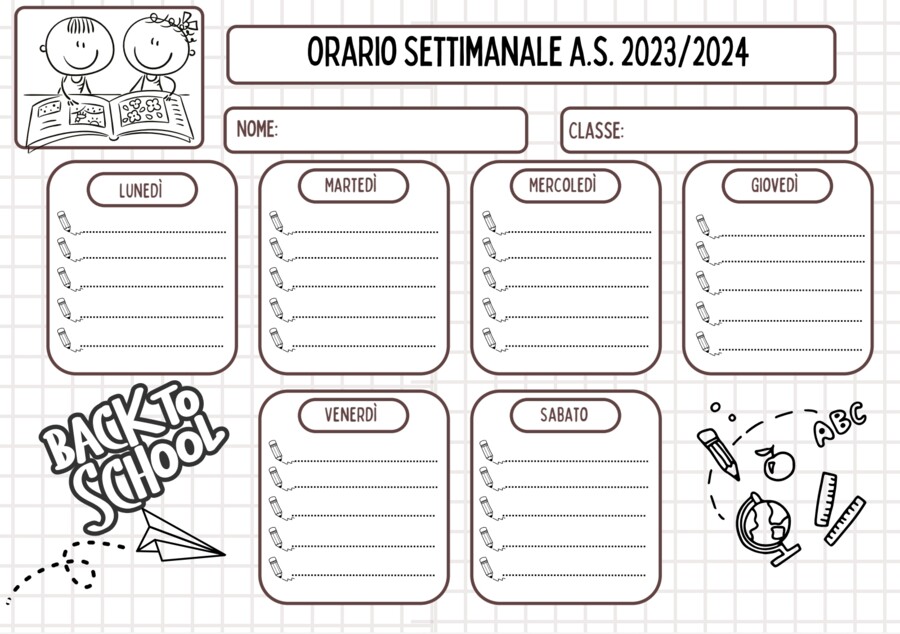 Modello orario settimana lunga