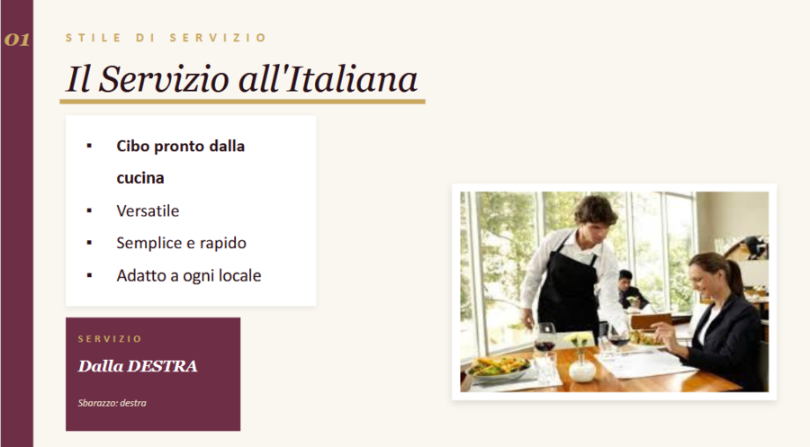 Gli stili di servizio in sala