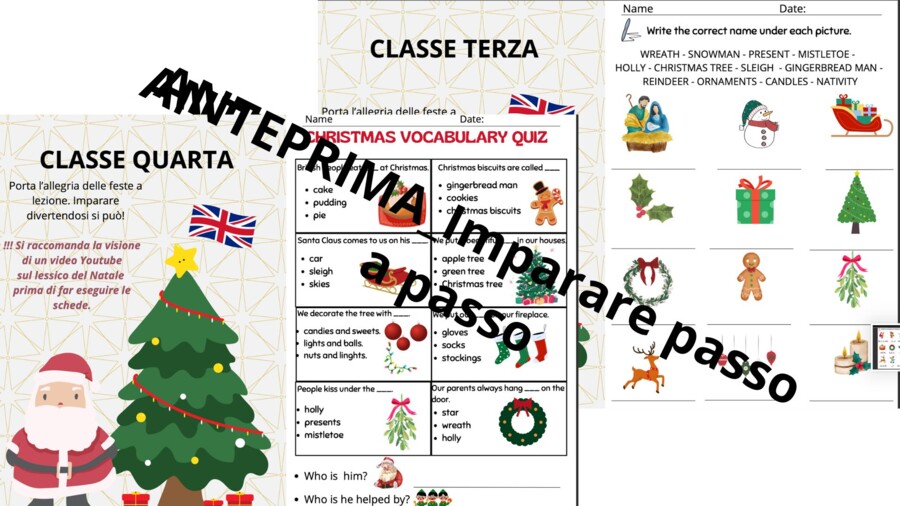 Schede di inglese sul Natale dalla prima alla quinta elementare_Christmas time