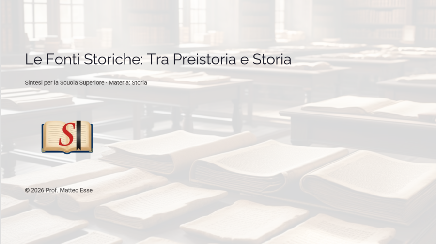 Le Fonti Storiche: Tra Preistoria e Storia – Lezione Introduttiva 1° Superiore (Slide + Verifica)