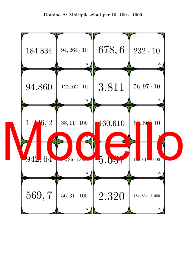 Domino - Moltiplicazioni per 10, 100 e 1000 | Attività Matematica