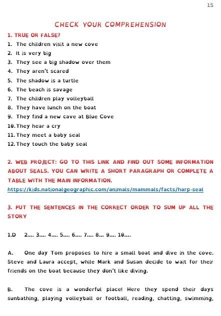SUMMER AT BLUE COVE - short story A1 level