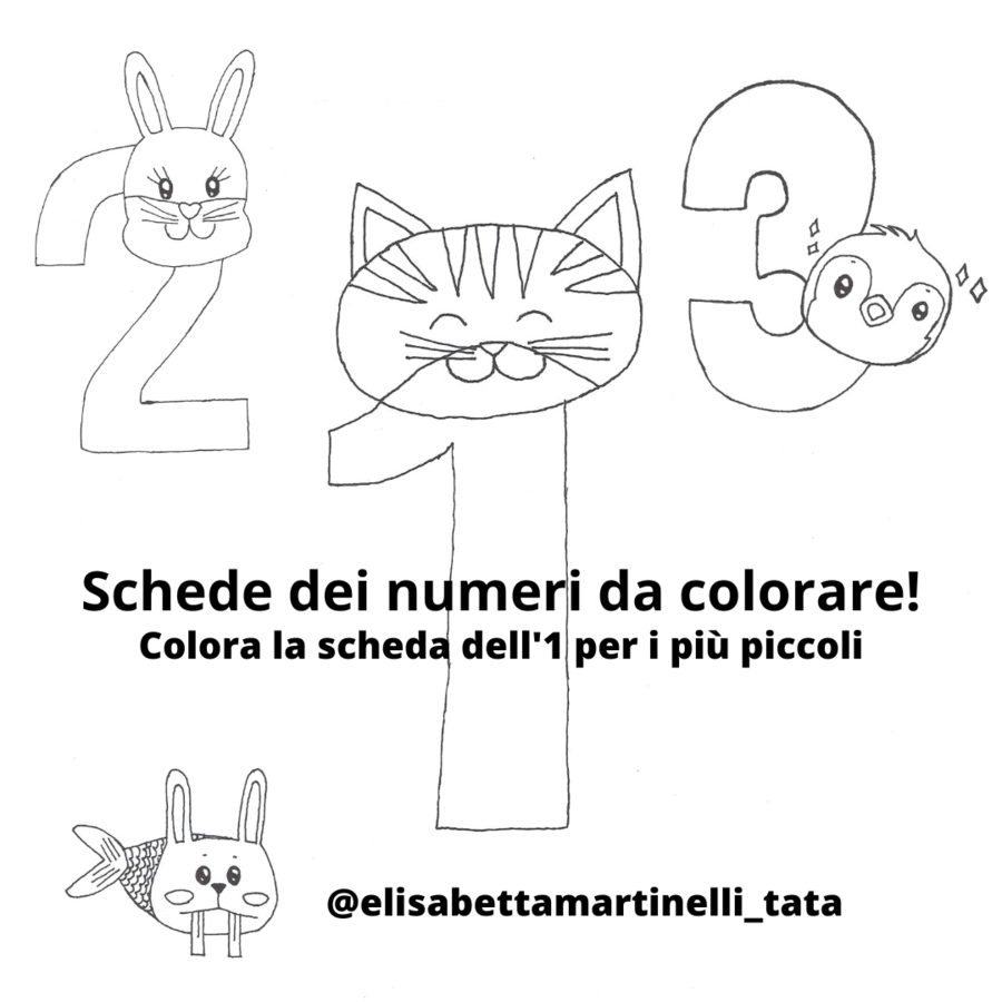 Scheda didattica dell'1 da colorare