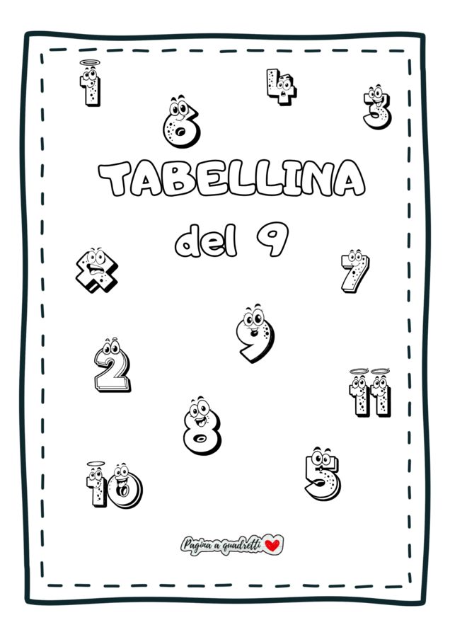 Tabellina del 9 . Il quaderno delle tabelline
