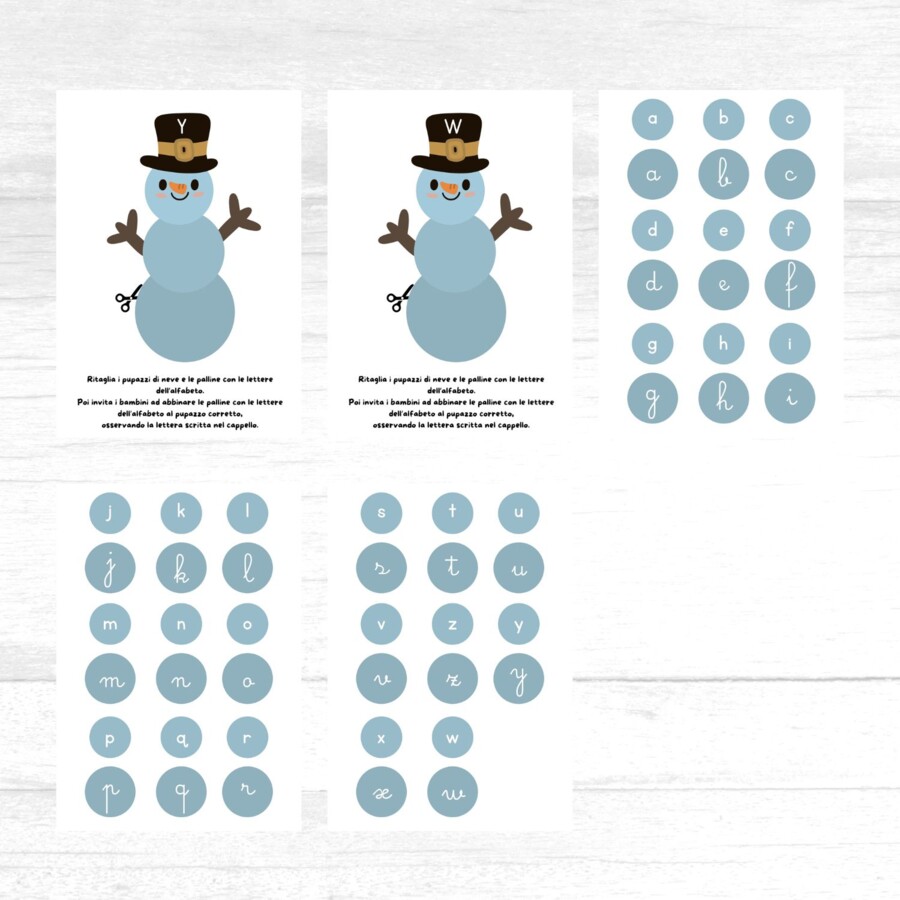 Il pupazzo di neve - Gioco per imparare l'alfabeto
