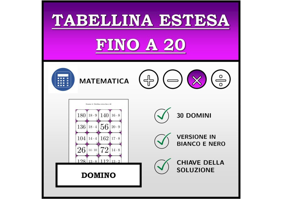 Domino | Tabellina fino a 20 | Attività Matematica