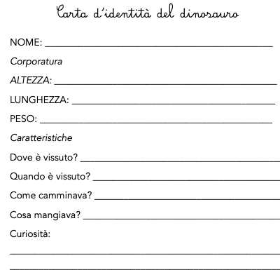 Carta d'identità Dinosauri