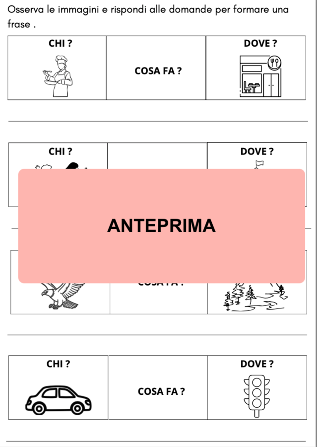Scrittura frasi minime classe prima