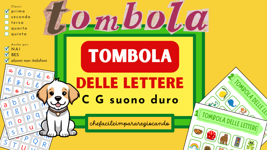 LETTERE DELL'ALFABETO - TOMBOLA - IMMAGINE/LETTERA - C G DURO - CLASSE PRIMA