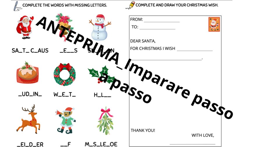 Schede di inglese sul Natale dalla prima alla quinta elementare_Christmas time