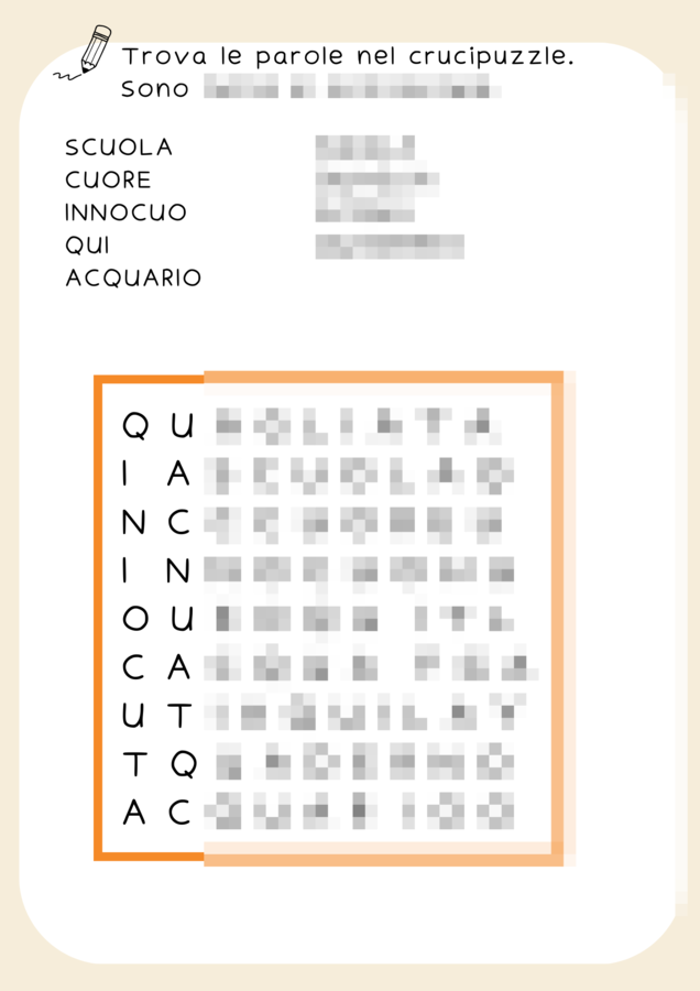 Crucipuzzle delle Parole con “Cu”, “Qu” e Parole Capricciose