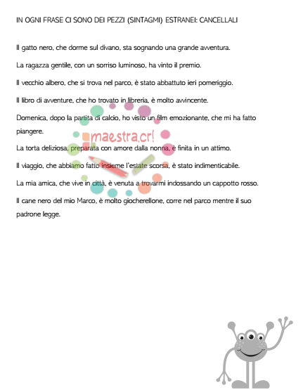 Dividi le frasi in sintagmi