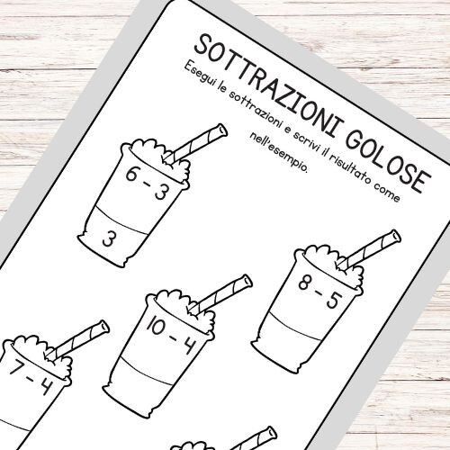 Schede sottrazioni prima elementare