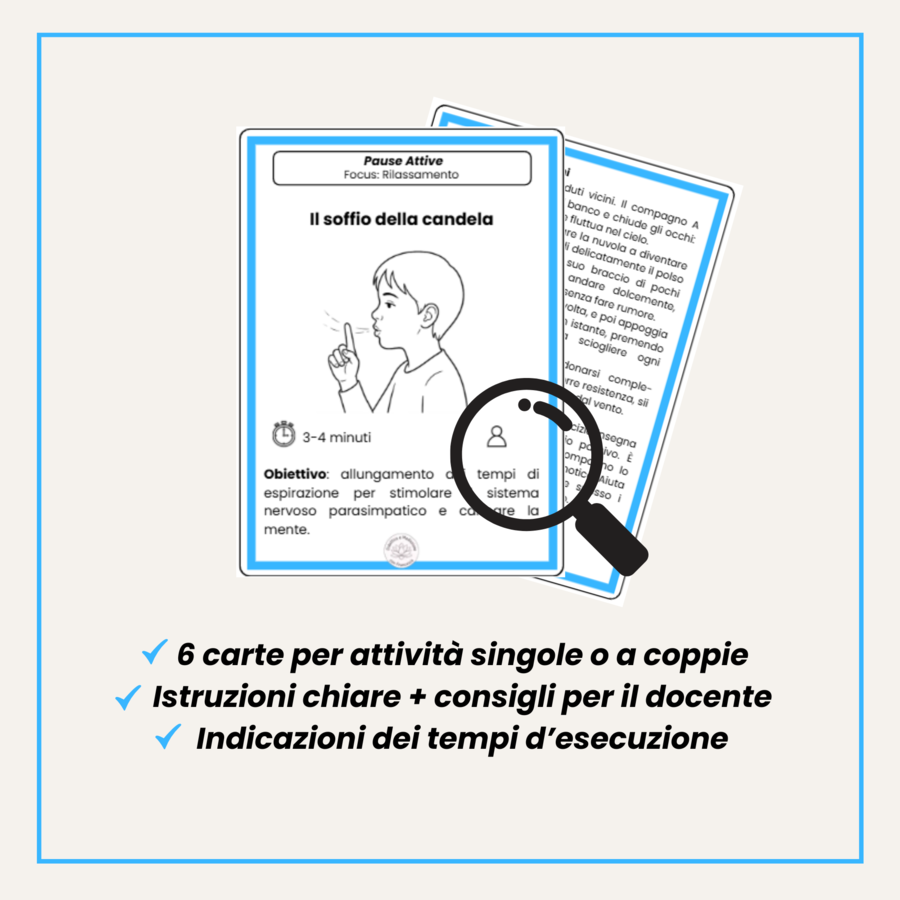 Pause Attive in Classe: Modulo Rilassamento (Blu) - 6 Carte Stampabili