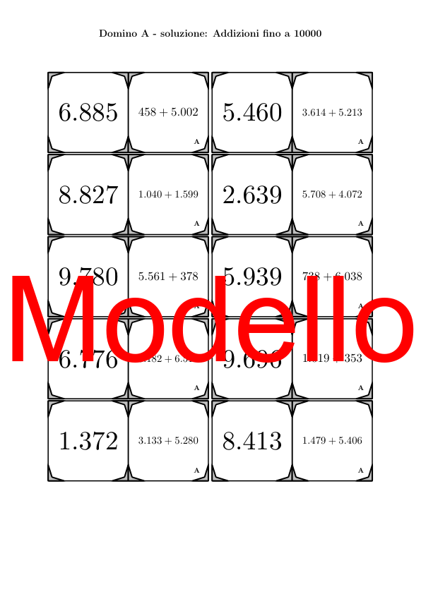 Domino | Addizioni fino a 10000 | Attività Matematica