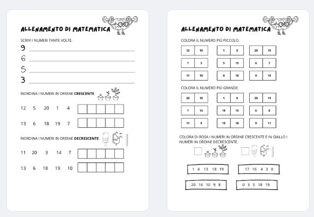 allenamento di matematica (Classe prima/seconda primaria)