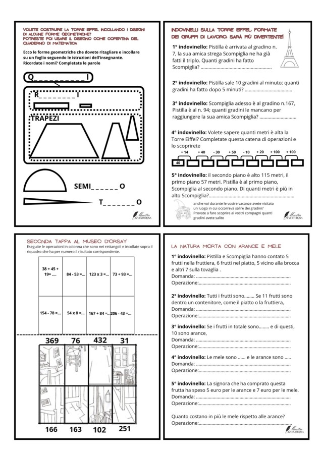 "KIT BACK TO SCHOOL CLASSE 3ª: L'Arte vista con gli occhi della Matematica | Viaggio a Parigi tra Tabelline, Geometria e Logica"