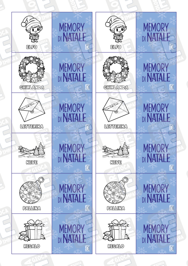 Memory di Natale - Colora, gioca e impara